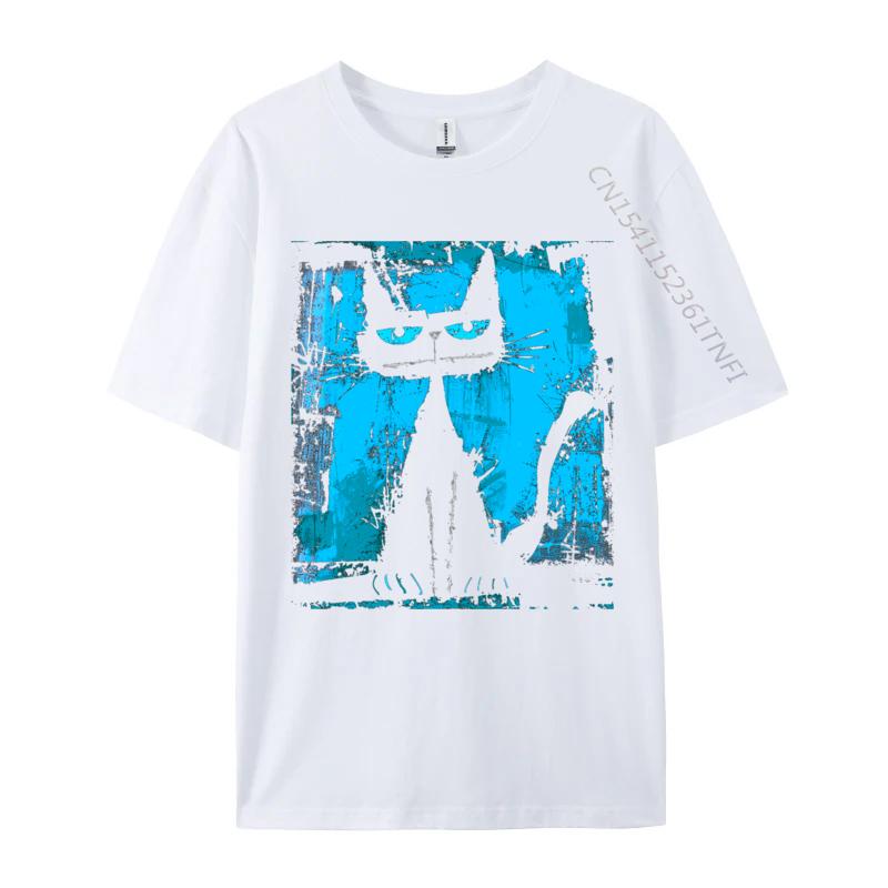 Unisex Cotton Tshirt Cat Stylish Grunge Abstract Art Design Tshiren Tops Tees Birthday T Shirt Hip Hop Top Tshirts S