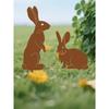 Iron Rabbit Garden Sculpture Lawn Decor Animal Ornament Yard Art Statue Easter Spring Gift Outdoor Metal Stakes Party Decoration