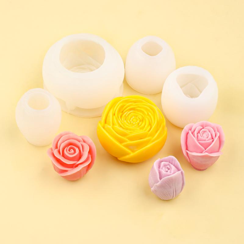 1Pcs Handmade Scented Candle Plaster Resin Molds Diy Flowers Tulip Rose Silicone Mold Cookies Chocolate Candy Baking Tool