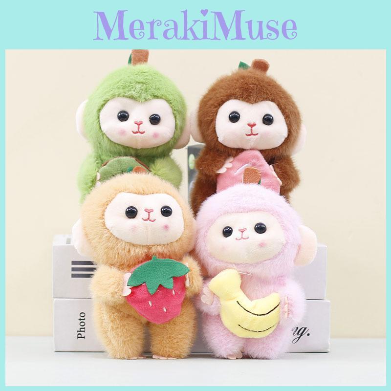 Cute Fruit Monkey Plush Keychain Cartoon Monkey Toy And Keyring Accessory Gift