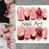 10Pcs Pink Flower Designs False Nails Sweet Extended Nail Extensions Fake Nail Tips  Nail Tool