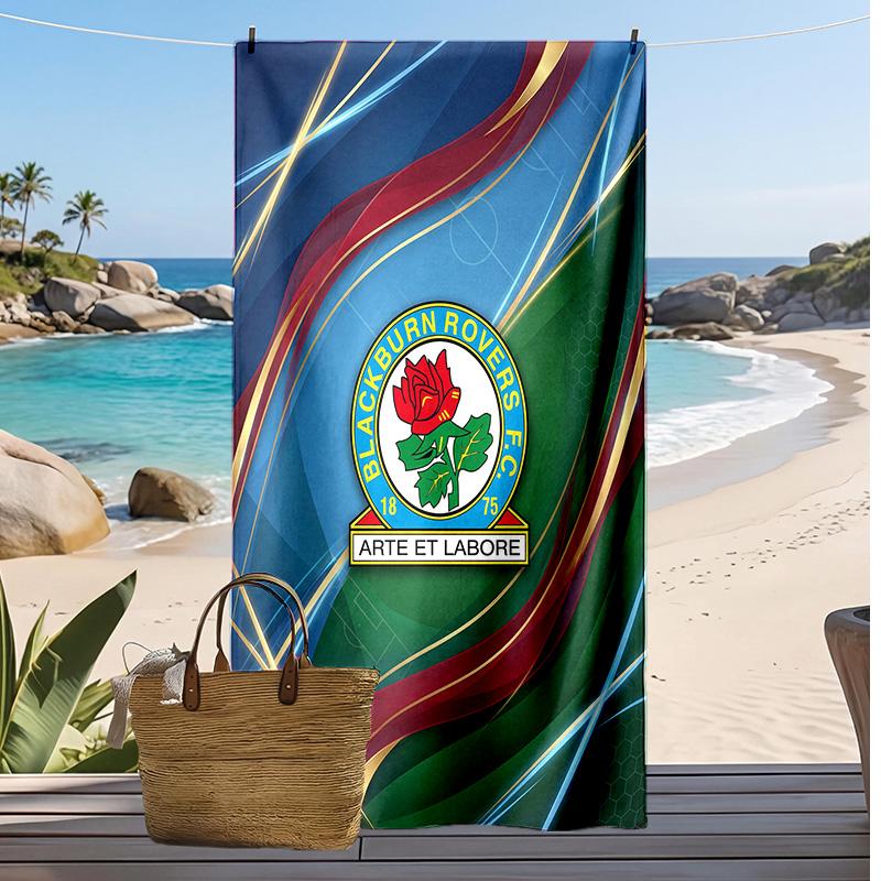 Telo Mare con Stampa Calcio Blackburn Rovers, Telo Grande Morbido Asciugatura Rapida per Spiaggia Campeggio Nuoto