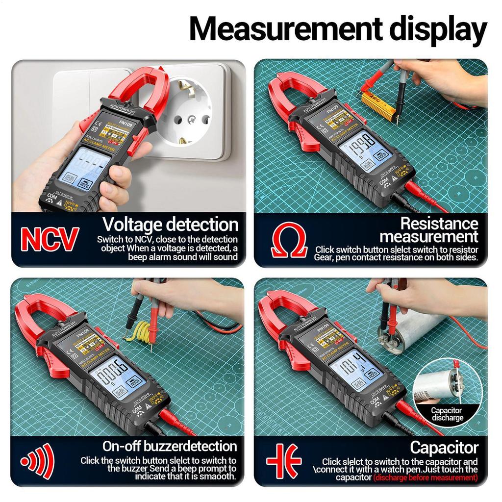 Clamp Meters DC Amp Clamp Meter 4000-Count Automatic Detector Portable LCD Backlight For Current Capacitor Circuit Wire Breaker
