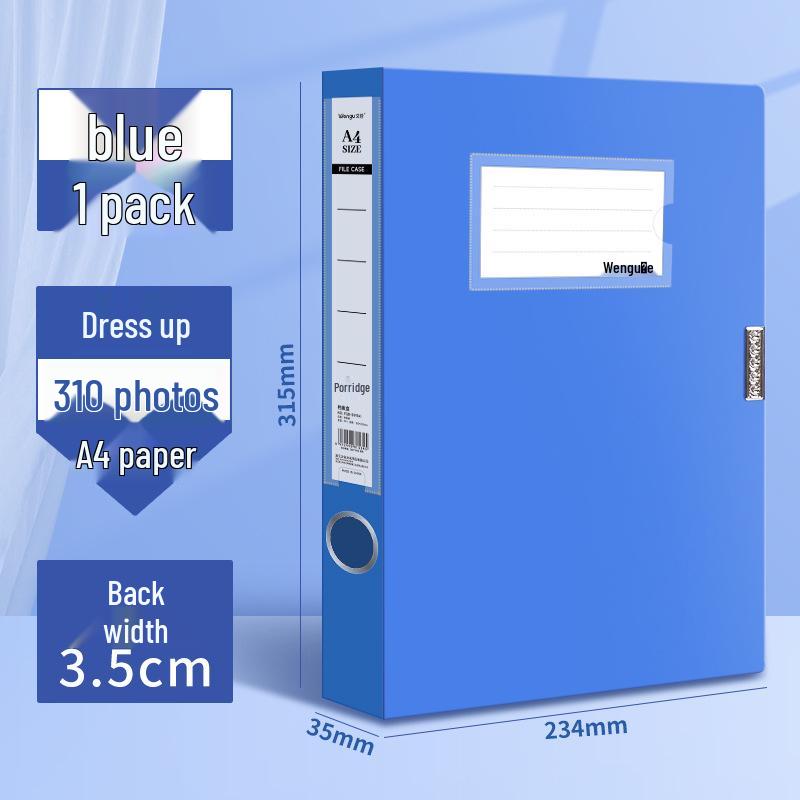 A4 Blue Plastic Folding Document Storage Box with Integrated Archive