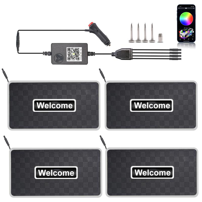 4/2 in 1 Car Floor Mats Ambient Light App Wireless Control Symphony 213 Colors LED Neon Interior Accessories