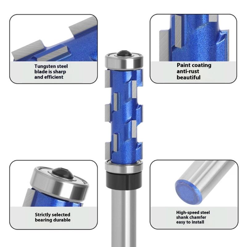 Double Bearing Wood Carving Bit Flush Trim Router Bit 1/2" Shank Double Bearing Flush Trim Bit for Shaping