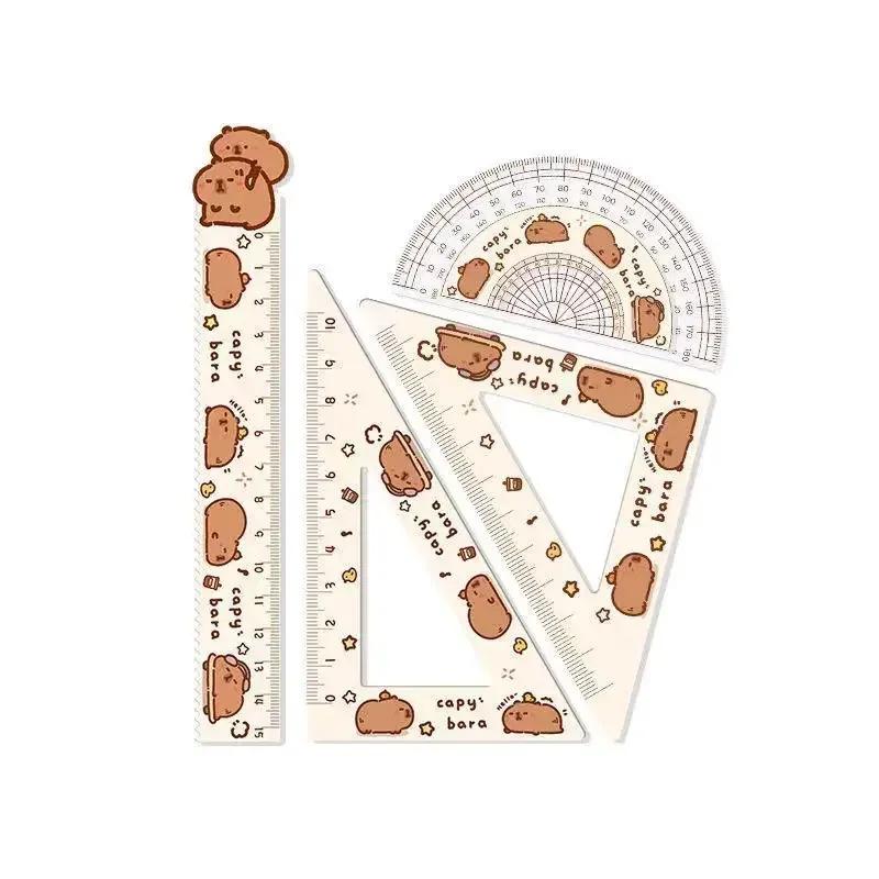 4pcs/set Creative Acrylic Capybara Rulers Drawing Tool Cartoon Soft Ruler Set Office Supplies Square Essential Items for School