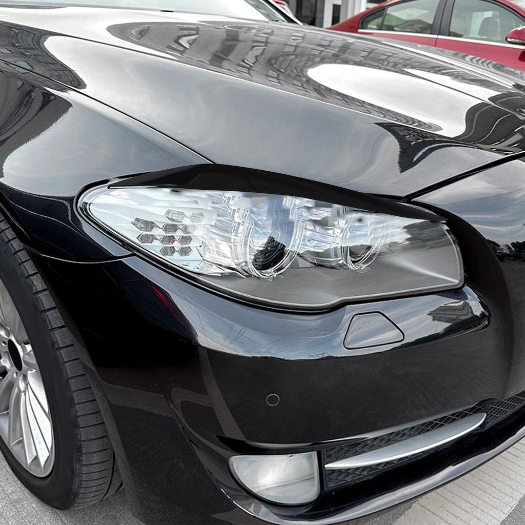 2 Pcs Headlight Eyebrow Left Right Front Light Eyelid Cover Trim for 5 Series F10 Pre‑LCI 2010 to 2013