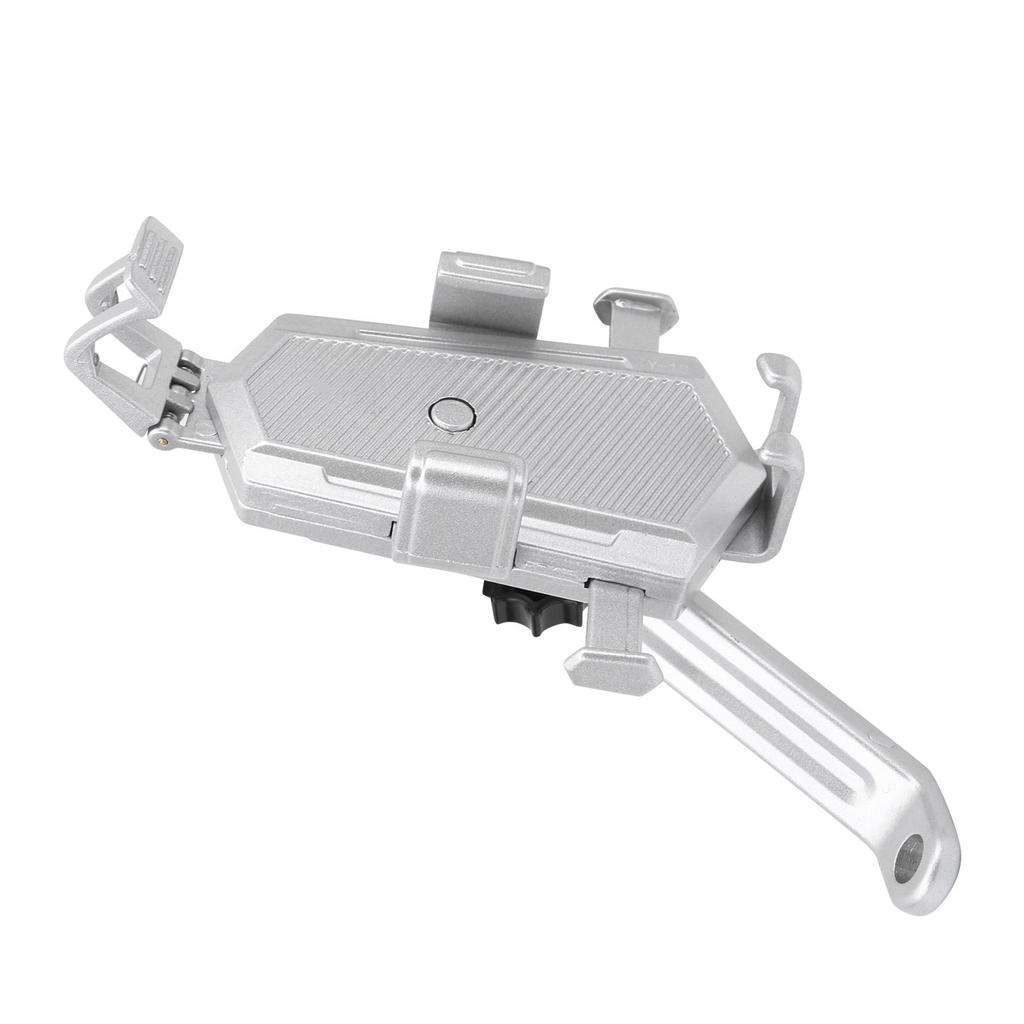 Aluminum Alloy Bike Phone Holder Shockproof Motorcycle Bicycle Cell Phone Stand MountSilver ‑ Rearview Mirror Type