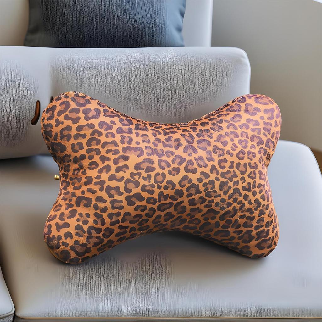 Car Headrest Pillow 2 Pieces Ergonomic Cushion Leopard Print Car Neck Support Pillow with Adjustable Strap for Adults Passenger