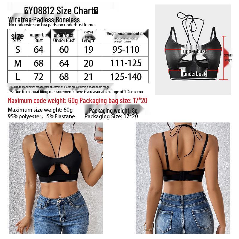 New European & American Halter Sling Hollow Out Sexy Crop Top for Women