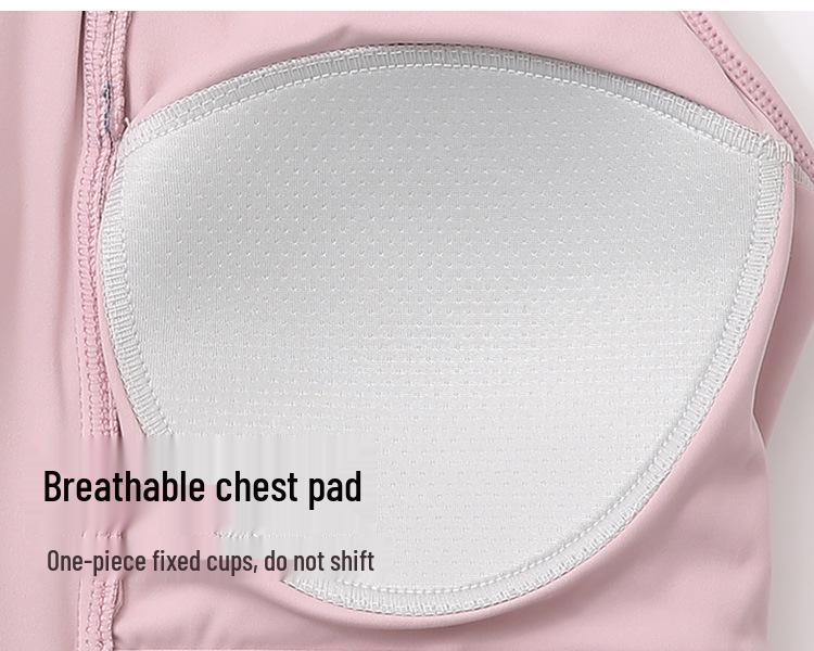 Women's Shockproof Sports Bra with Front Zipper and Side Support - Minimizes Bust for Running and Yoga