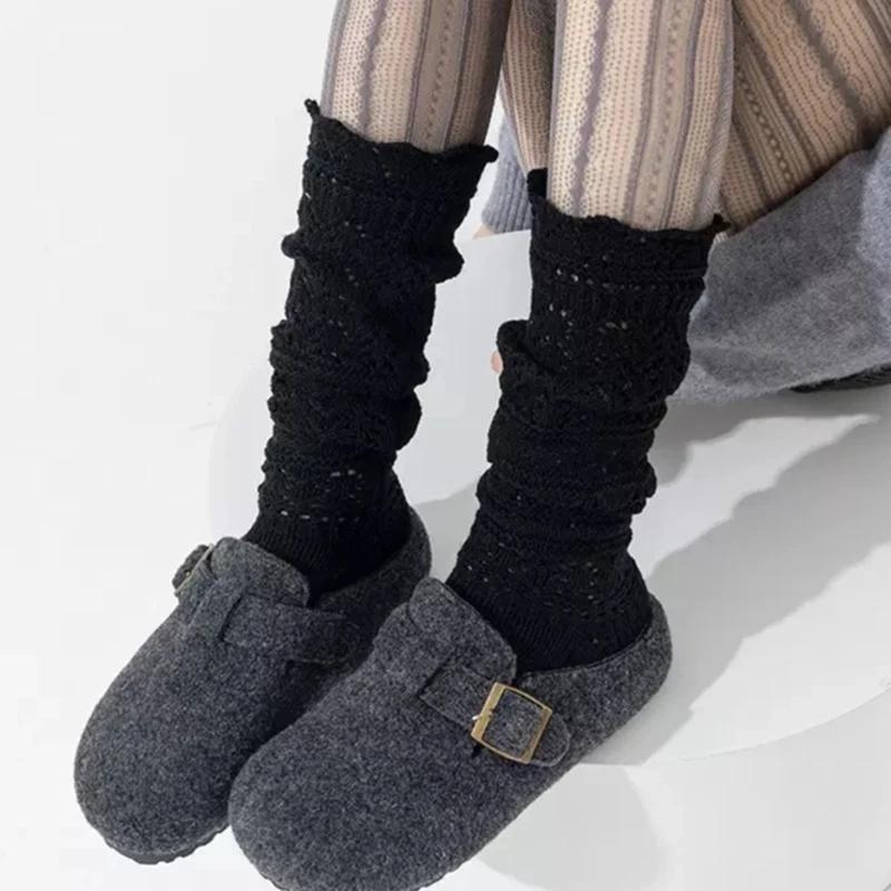6pcs Cozy Hollow Knitted Socks for Women Soft Warm Home Long Tube Socks 2025 Autumn Autumn and Winter Stockings Boots Socks