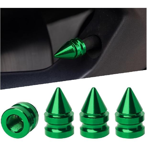 Car Tire Valve Stem Caps, 4PCS Spike Style Aluminum Alloy Leakproof Vehicle Wheel Stem Caps, Dustproof Automotive Tire Air Valve Cover Accessories,