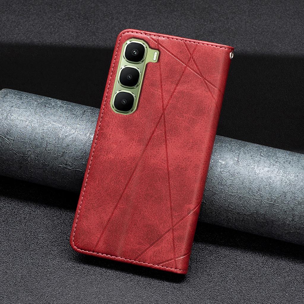 For Infinix Hot 60 Pro 4G Case Card Slots Geometry Imprint Leather Phone Cover