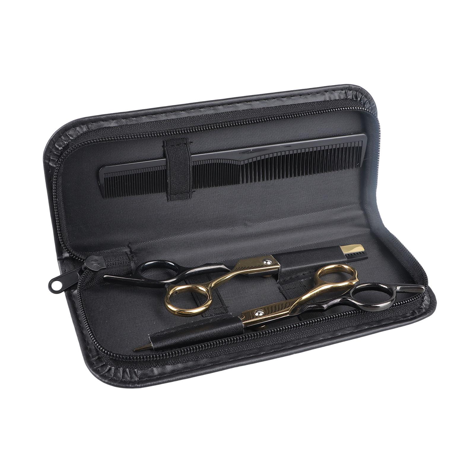 

Hair Cutting Scissors Stainless Steel Manual Flat Teeth Scissors Set for Barber Salon Home Black