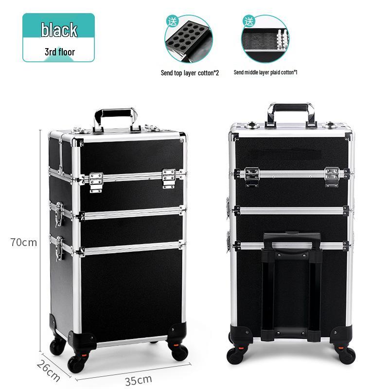 Multi-Layer Detachable Drawbar Makeup and Nail Art Organizer Case