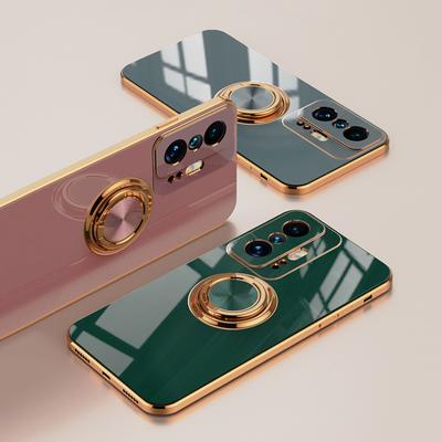 Pokovovanie silikónové puzdro pre Xiaomi Mi 11T 10T Pro Mi11T 11TPro 12 12X Xiomi Plne ochranné magnetické kryty so stojanom na prsteň