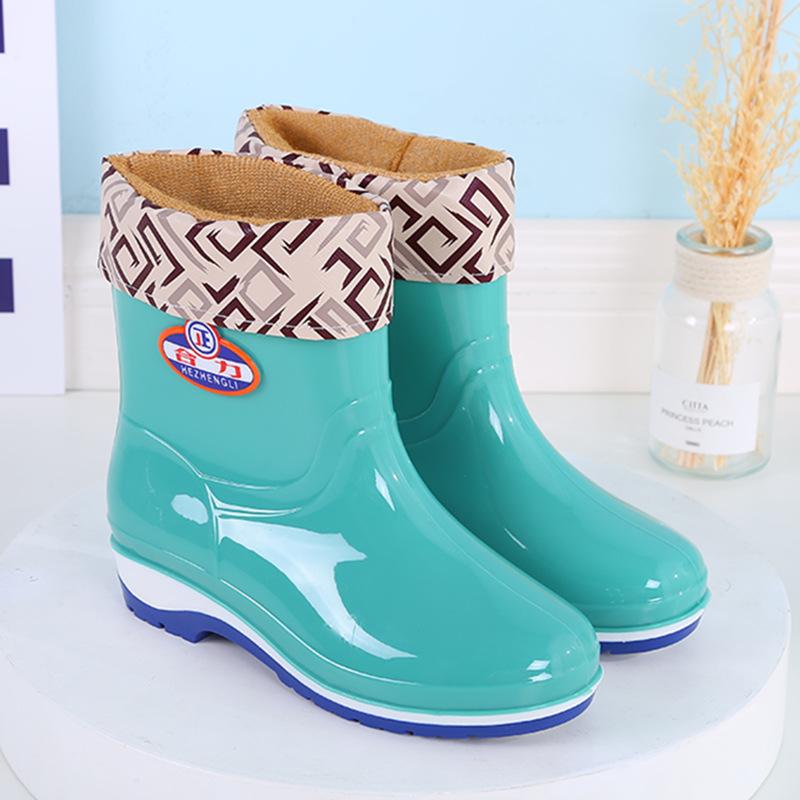 Fashion Adult Rain Shoes Women's Summer Non-slip Warm Water Boots Medium Tube Work Water Shoes Women's Fashion Rubber Shoes Overshoes