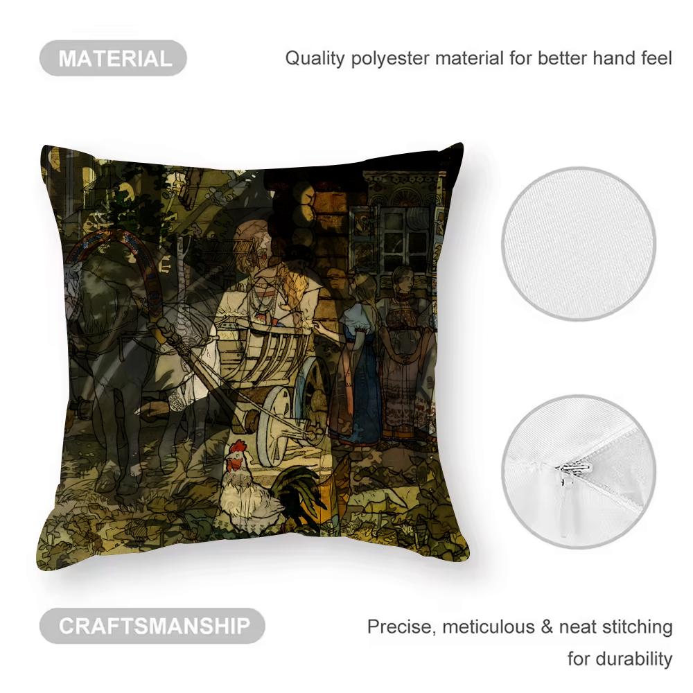 Slavic Mythology And Folk Tales Cushion Cover Anti-dustmite Pillowcase Invisible Zipper Silky Short Plush Sofa Cushion Cover