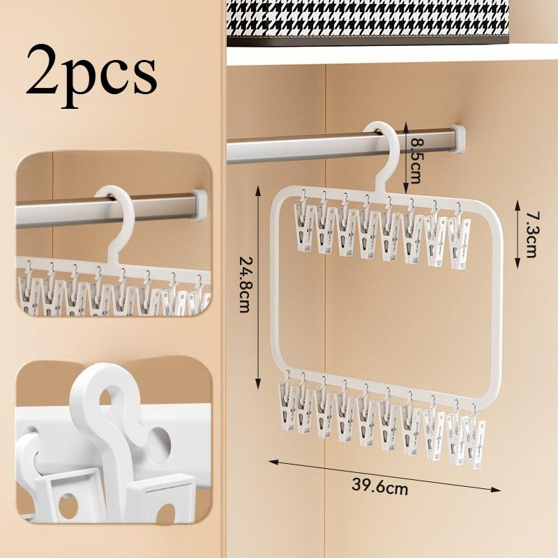 Multi-clip Sock Drying Rack Multi-functional Removable Space-saving Socks Underwear Baby Saliva Towel Household Storage Rack