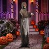 170cm Animated Grim Reaper, Life-Size Halloween Animatronic with Moving Hands/Head, Glowing Eyes, Creepy Sound