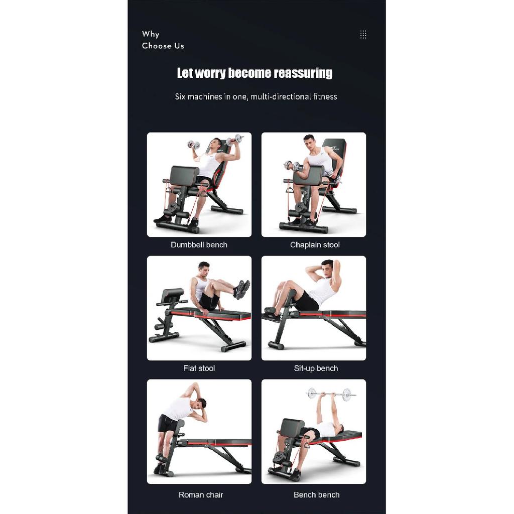 Fully foldable adjustable fitness bench, exercise use fitness dumbbell bench, multi-functional Roman chair, inclined bench