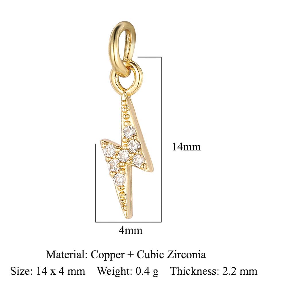 

5pcs/Lot Moon Copper Cubic Zircon Charm Hollow Star Crescent Octagram Lightning Airplane Bracelet Necklace Pendant Woman Jewelry