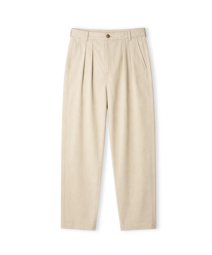 CONNECT KINLOCH Washed Cotton Loose Fit Double-Pleat Pants [Beige]