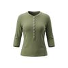 HeyHenry Damen Slim Fit Henley-Kragen 3/4 Ärmel Unifarbenes Oberteil