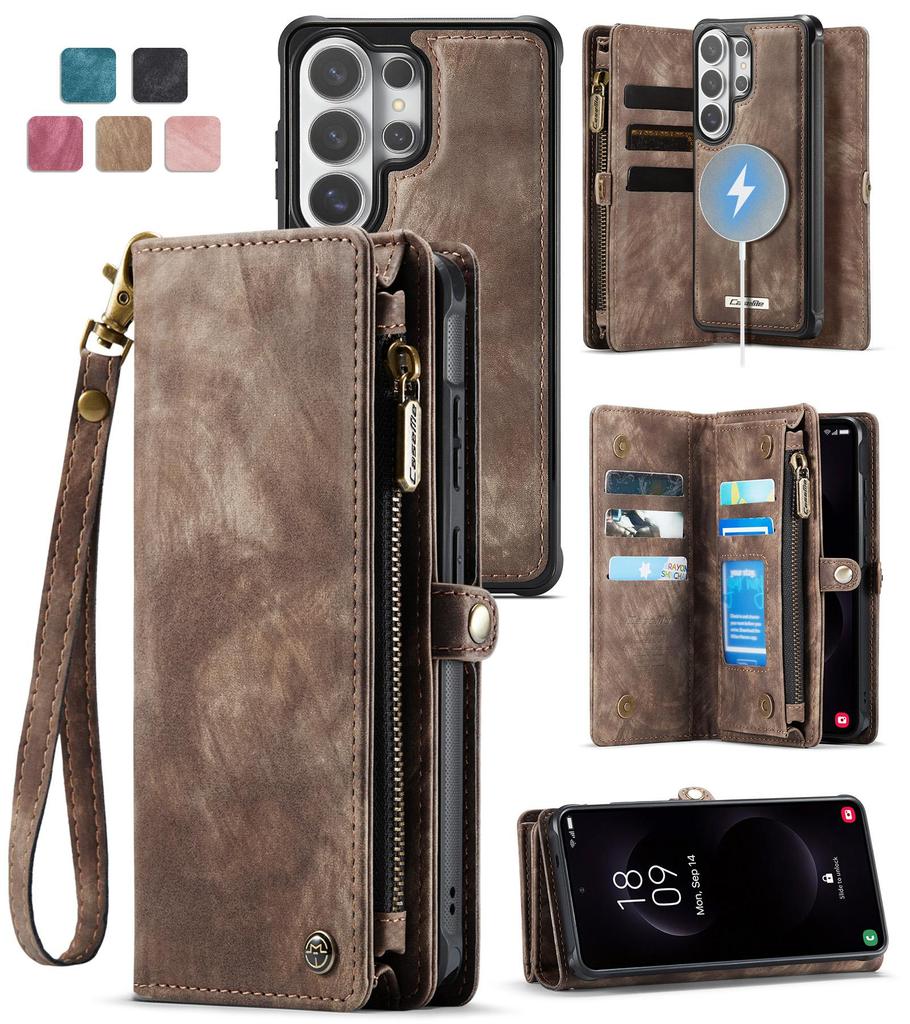 S26 S26Plus S26Ultra, Caseme-008 Multifunction Removeable Magnetic Card Bag Wallet Case for Samsung Galaxy S26 S26 Plus S26 Ultra