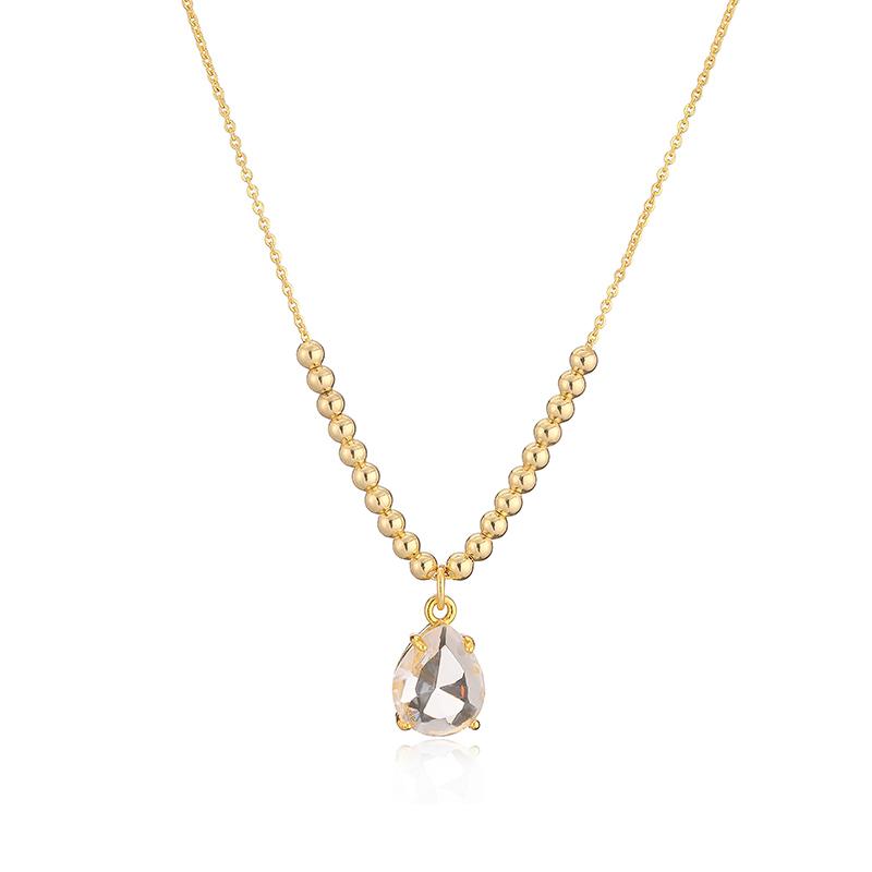 

HECHENG,Trendy Water Drop Zircon Women s Necklace With Beads For Women Accessories білий