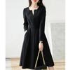 Dress, Spring And Autumn V-Neck Slim-Fit Waist-Cinching Long-Sleeve Flared X-Type Simple Dress for Women