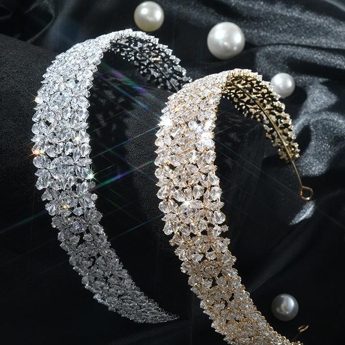 Bridal Wedding Korean Style Zircon Bridal Headband Wedding Copper Inlaid Zircon Crown Birthday Party Fashion Hair Accessories