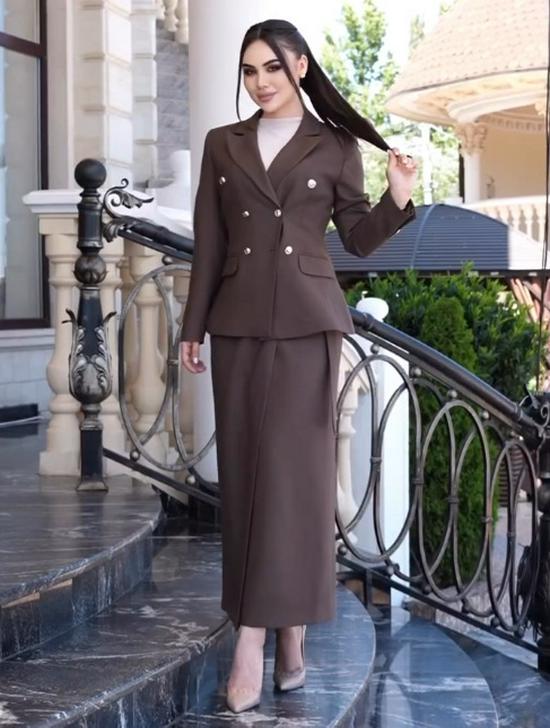 Conjunto Elegante de Chaqueta de Traje y Falda Larga Ajustada de Cintura Alta para Mujer Verano 2025 - Estilo Europeo y Americano