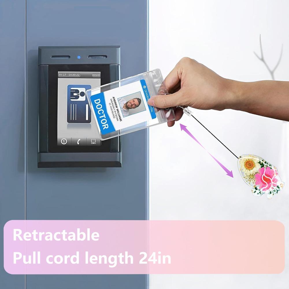 High Resilience Heart Badge Clip Fall-proof Nurse Badge Holder Daisies Pattern Badge Clip  Name Tag