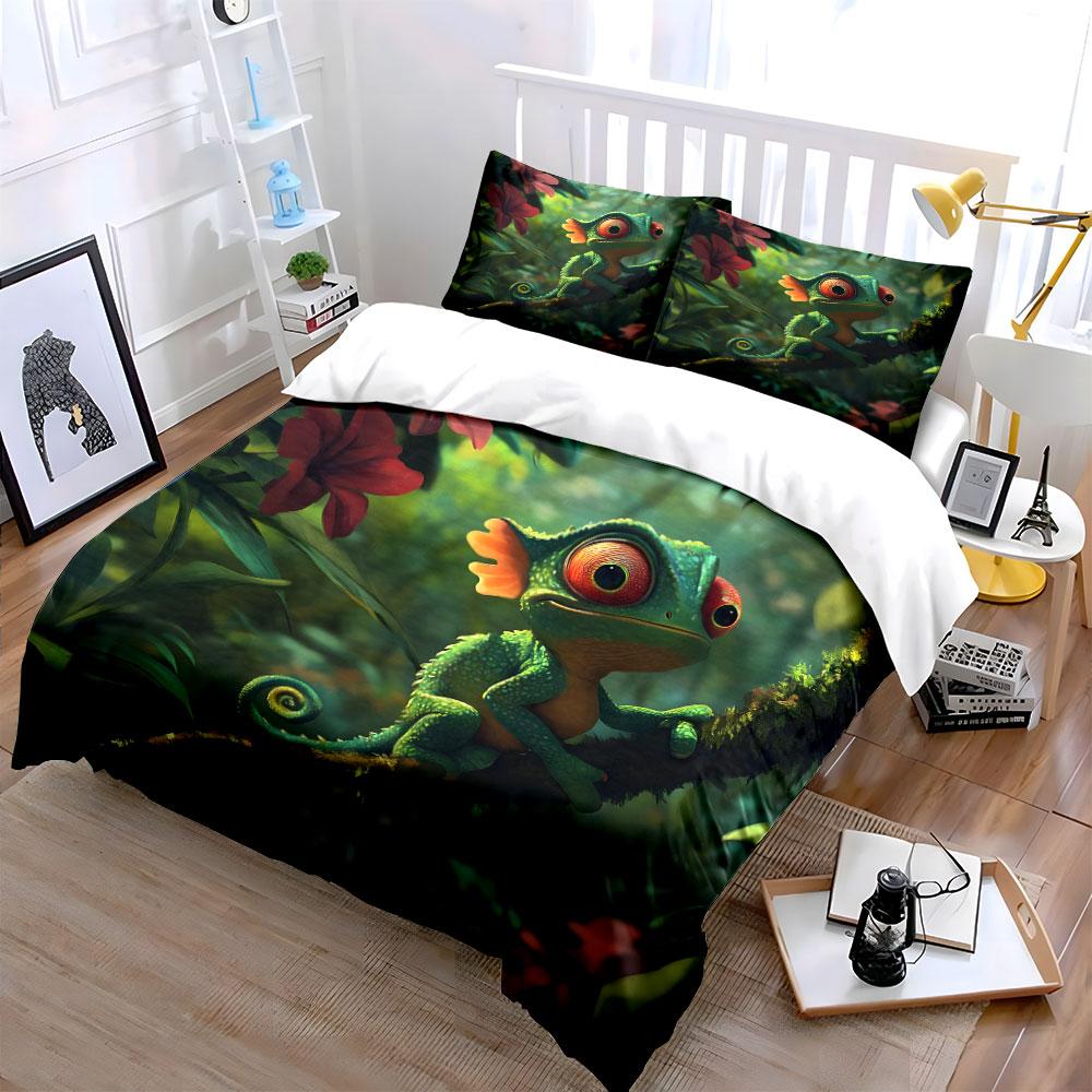 Colorful Chameleon Jungle Bedding Bedding Duvet Cover Set Duvet Cover Pillowcases (1 * Duvet Cover 2 * Pillowcases, Without Duvet Insert)