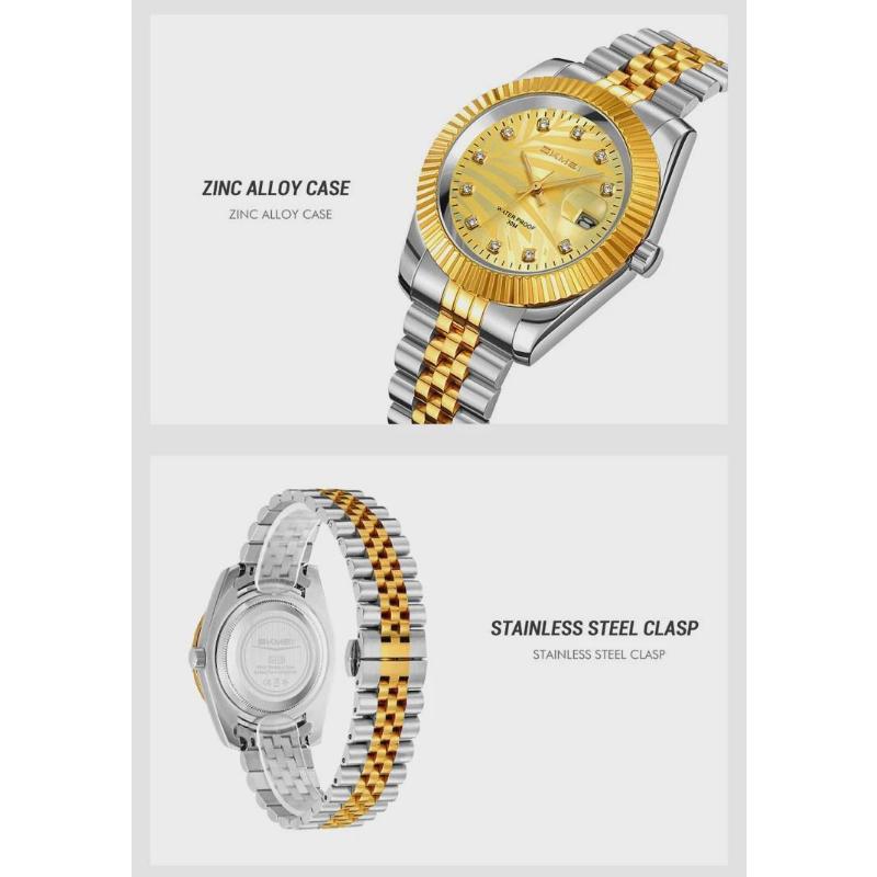 Analog Quartz Watch for Men Stainless Steel Band 30M Waterproof Luminous Date Window Diamond Hour Markers Fashion Men's Watches