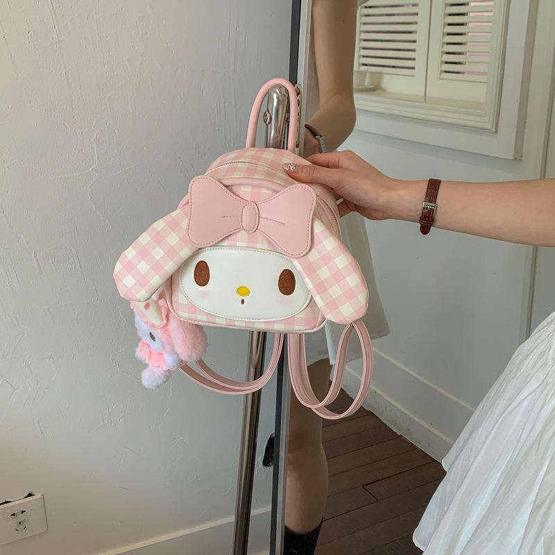 Schoolbag Korean version ins cute pink rabbit backpack female sweet can bow fashion versatile student cute backpack