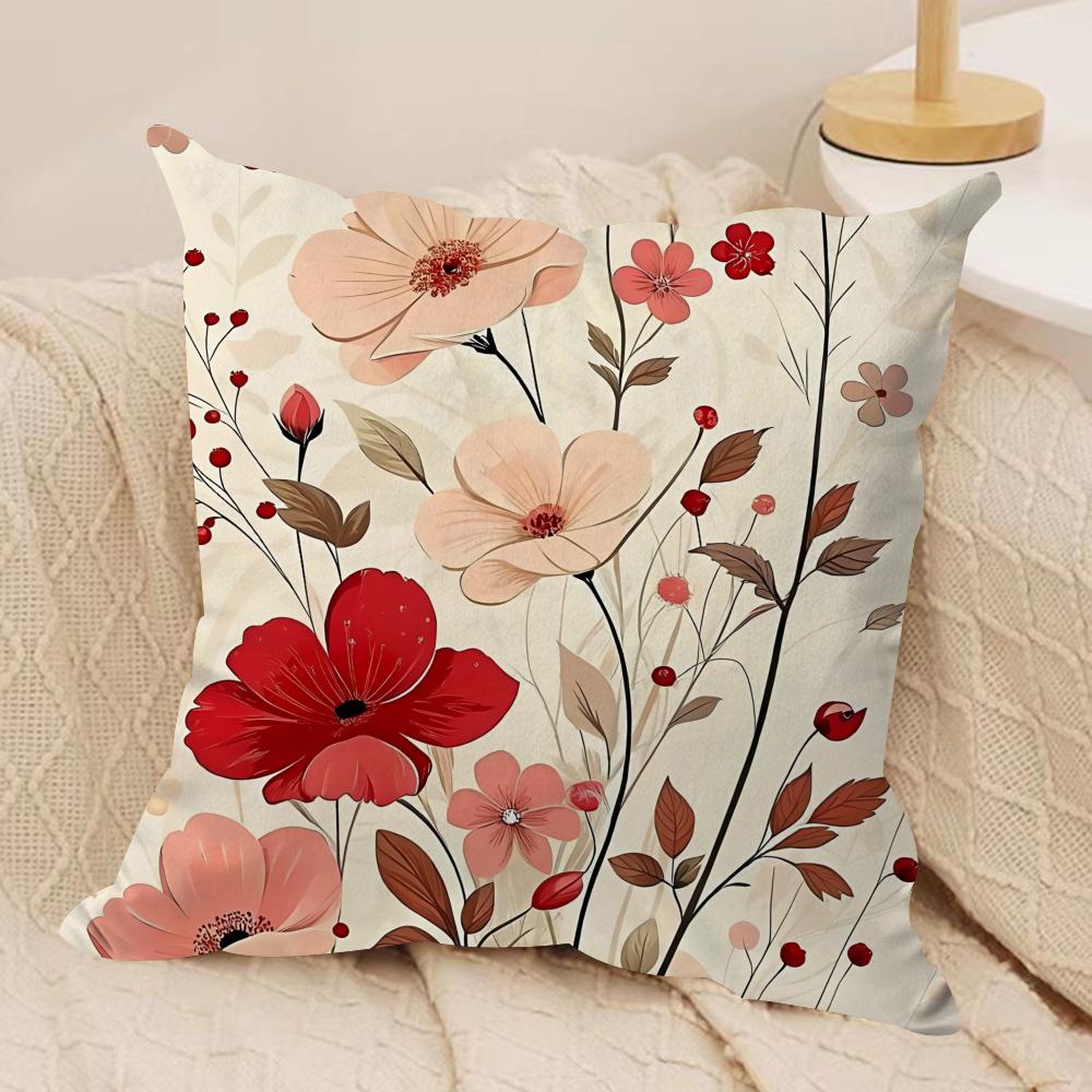Romantic Flowers Cushion Cover Soft Plush Throw Pillow Cover  DoubleSided Printed Cushion Case  Cozy Sofa  Home Decor