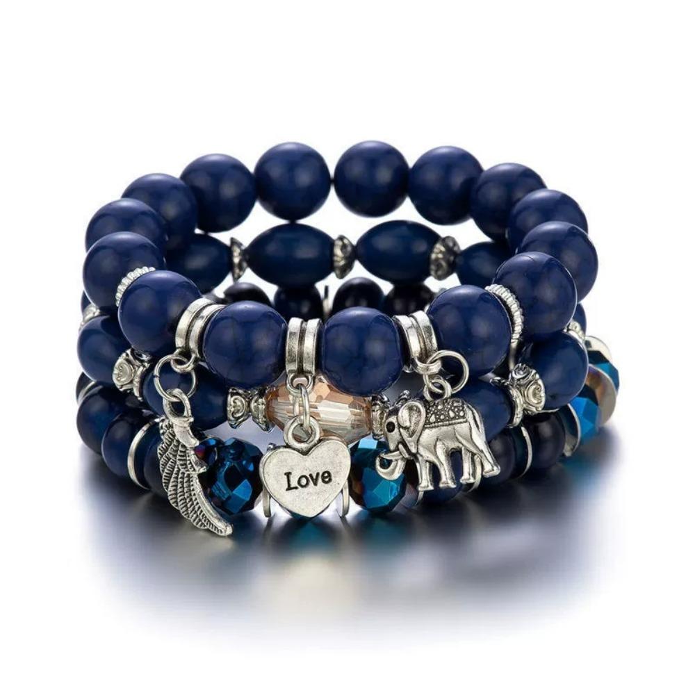 3pcs/Set Boho Style Beaded Charm Bracelets Long Wrap Jewelry Set With Colorful Gems for Women Party Accessories Gifts