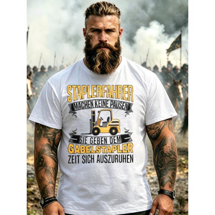 Men'S Black T-Shirt Forklift Operator Graphic Print With German Text And Forklift Design For Work And Casual Wear, PLUS SIZE
