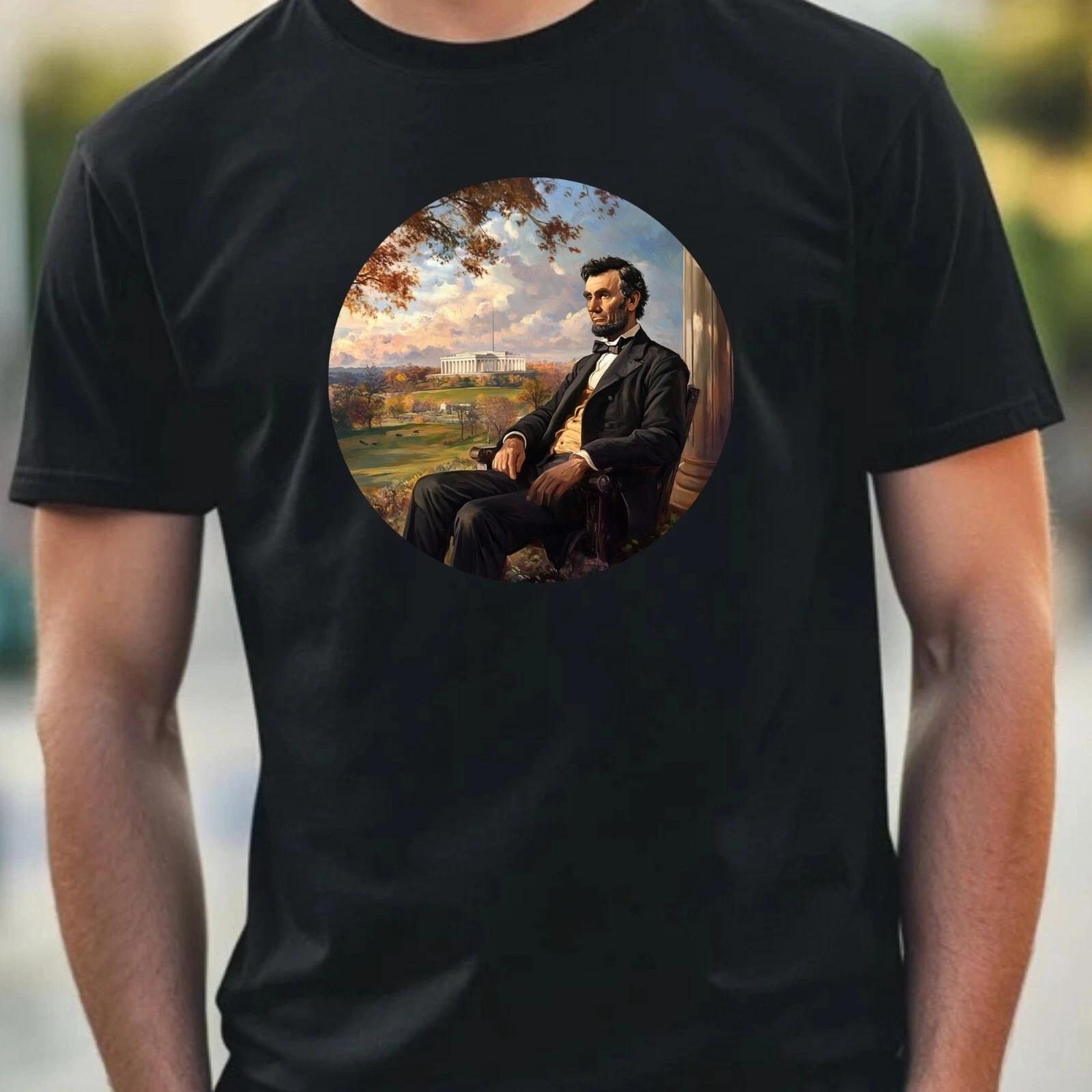 T-Shirt Herren Abraham Lincoln Portrait Motiv Baumwolle Größe XS bis 5XL XXL