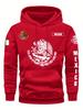 Hoodie Sweatshirt Mexican Flag Eagle Featuring Cactus Pirate Daily Outdoor Fitness Sport Casual Warm Autumn Winter Men Women Top