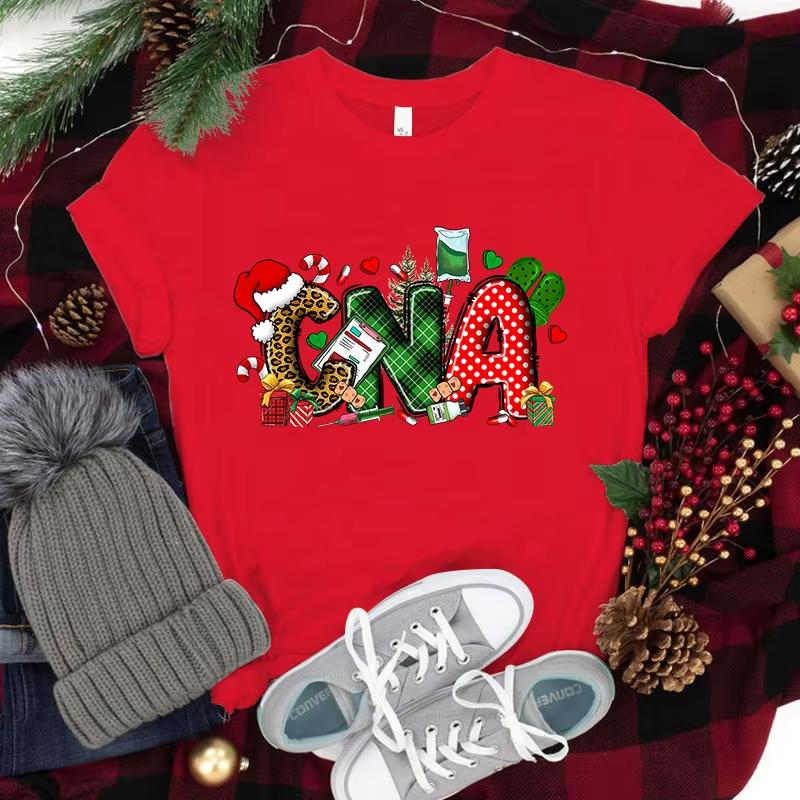 New Funny Christmas Cna Printed TShirts Fashion Women Short Sleeve Cool Summer Casual Tops Christmas Cna FeUnisex Shirt Tees S