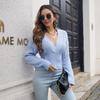 Pullover Sweater for Women with V Neck Drop Shoulder Sleeve Cutout Waist Sizes S To L Autumn Winter Fashion