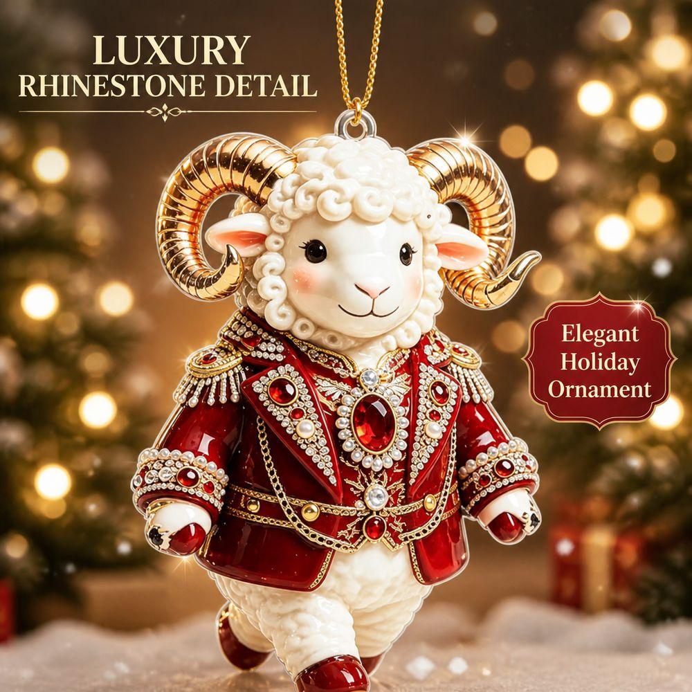 2D Flacher Ziegenanhänger Glänzendes Tier Hängende Dekoration Weihnachtsbaumschmuck