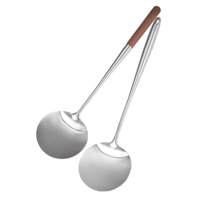 304 Stainless Steel Long Handle Round Shovel, Guizhou Chef Cooking Spoon, Kitchen Spatula