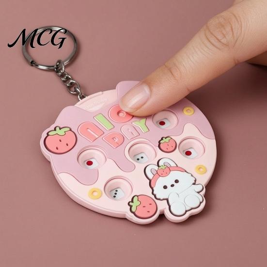 Colorful Keychain Pendant Pendant, Cartoon Macaron Patterns Key Chain with Metal Ring, Press Spin Dice Wheel Mini Games Educational Toy, Portable