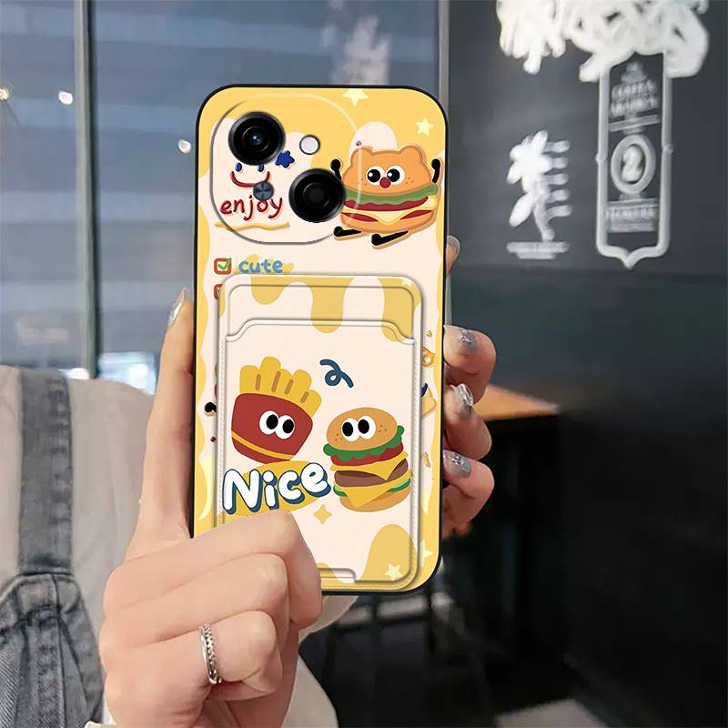 Schutzhülle Modisches Design für Tecno POP9 4G/Spark GO 1/KL4 Niedliches TPU Kartenfach Kartenhülle Stoßfest Cartoon